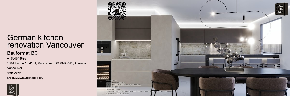 Stylish German kitchen cabinets with glass door fronts Vancouver